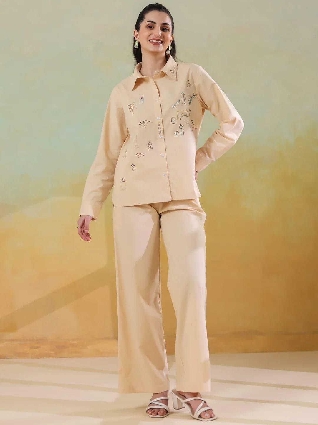 Toymi Fashion Vanilla Collar Twin Set
