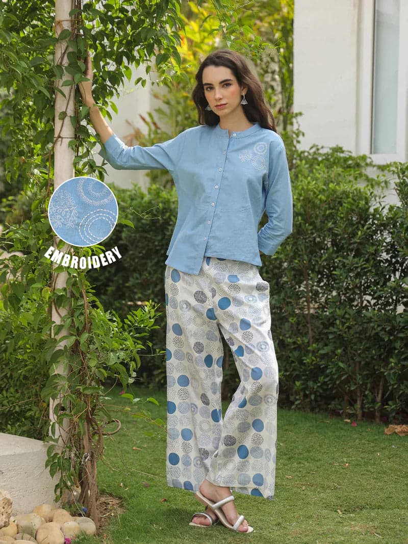Toymi Fashion Indigo Mandarin Twin Set